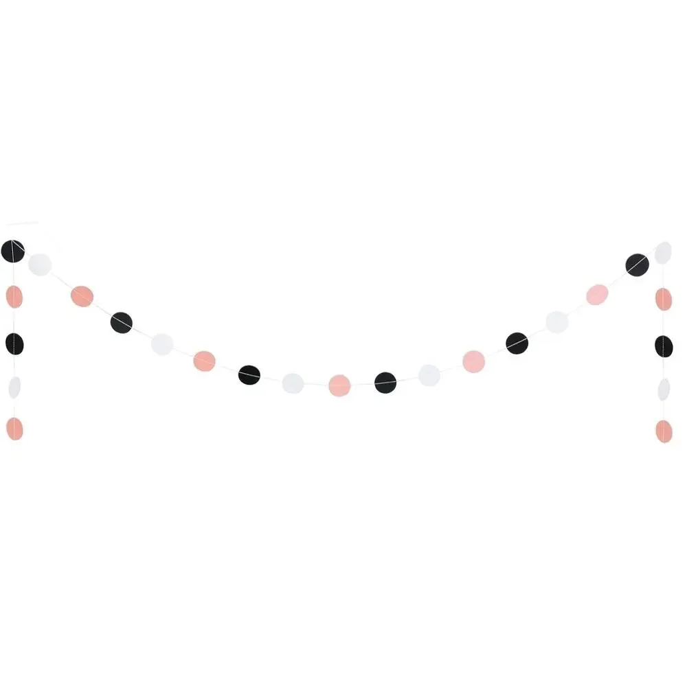 14pc Pink Black White Birthday Party Decorations - Pom Poms & Garland Set
